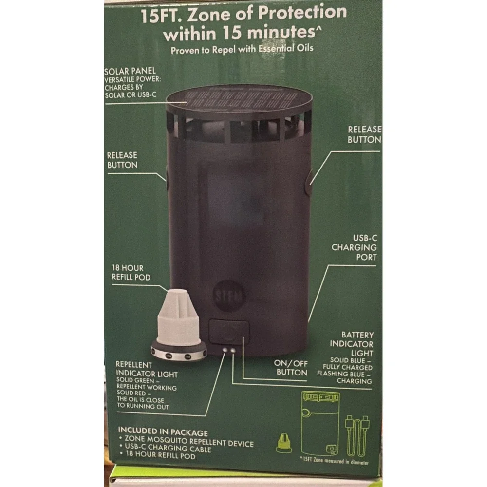 STEM Zone Mosquito Repellent Device Starter Kit Outdoor Insect Protection Solar